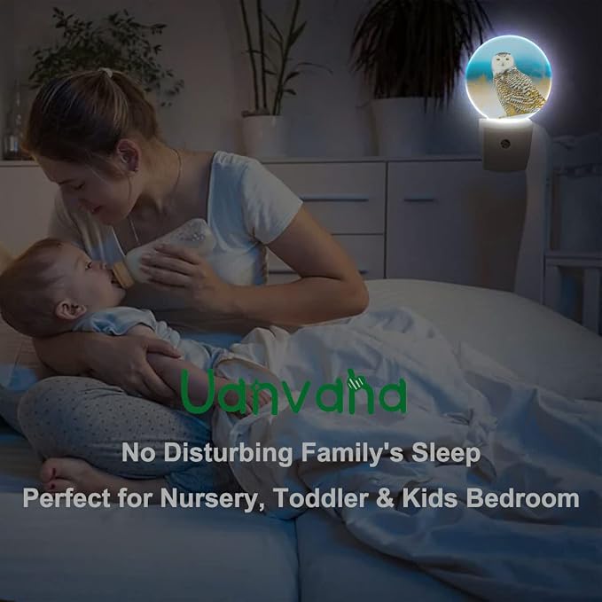 Snowy Owl Night Lights Plug into Wall Bird in Wild LED Dusk to Dawn Plug-in Nightlight Auto Sensor for Bedroom Bathroom Hallway Living Room