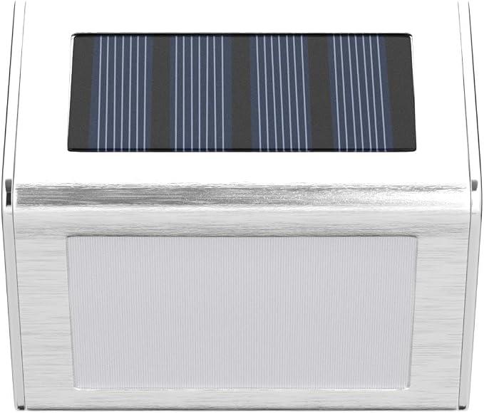 GIGALUMI 12 Pack Solar Fence Lights Outdoor, Waterproof LED, Cold White | Stainless Steel for Outdoor Stairs, Step, Deck, Fence, Yard, Patio, and Balcony