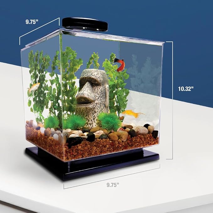 Tetra Cube 3 Gallon Starter Fish Tank Kit | Aquarium Kit Includes LEDs, 3 Gallon Acrylic Tank, Filter & Cartridge, For Small Tropical Fish, Guppies, Goldfish, or Betta