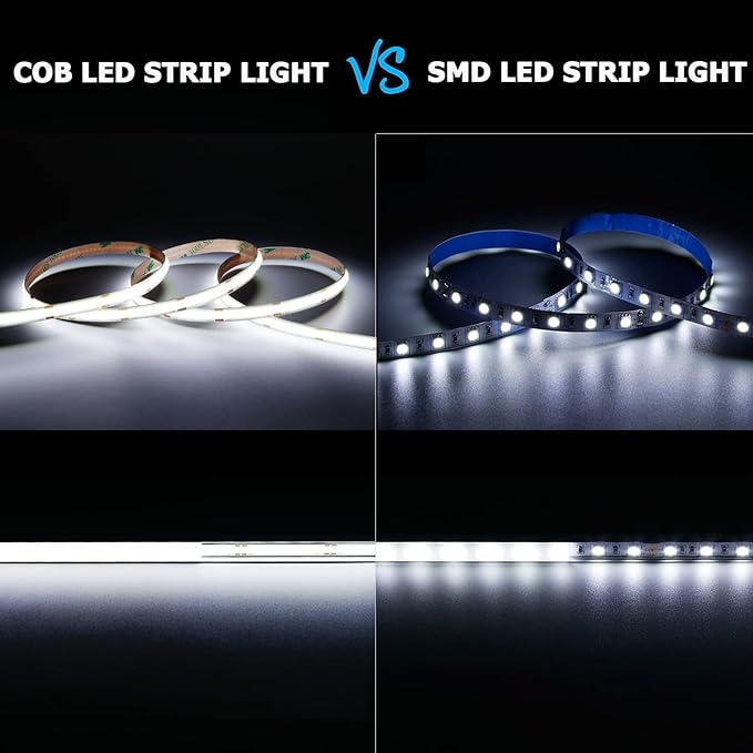 32.8ft(10M) 24V COB LED Strip Light Cool White 6000K 3840LEDs CRI 93+ 6800lm Uniform Glow Dotless IP20 Not Waterproof Flexible LED Tape Lights for DIY Cabinet Bedroom Home Decor(No Power Supply)