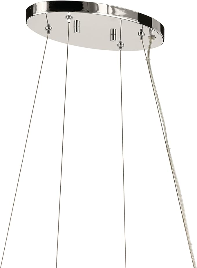 Kichler Harpin 8-Light Linear Chandelier, Sloped Ceiling Compatible, for Dining Room or Kitchen with Clear Glass in Polished Nickel