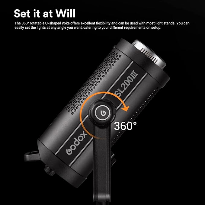 Godox SL200III, SL200W III SL-200WIII 215W Bowens Mount Daylight Balanced Led Video Light, 95600lux@1m, CRI96+ TLCI97+, 8 FX Special Effects, Ultra Silent Fan Continuous Lighting