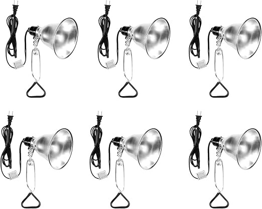 Simple Deluxe Clamp Lamp Light Socket with 5.5 Inch Aluminum Reflector, Suit for Max 60 Watt Lamp (No Bulb Included) with 18/2-Gauge 6 Feet Cord, 6-Pack