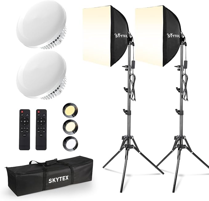 Softbox Lighting Kit 16x16in Soft Box 2Pack Upgrade 135W 2700-6400K 100V-240V E27 LEDBulb Continuous Photography Lighting,Photo Studio Light Equipment for Camera Shooting Video Recording
