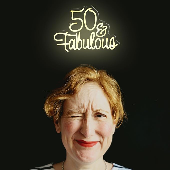 50 Fabulous Neon Light Fifty Years Old Neon Sign for 50th Wedding Anniversary Birthday Party Decorations Warm White LED Light for Wife, Mom, Daughter, Sister, Aunt, Best Friends, BFF, Coworkers