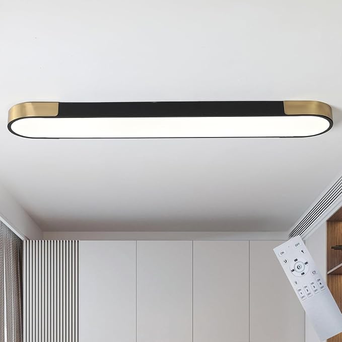 Tioolo Dimmable LED Ceiling Lights Flush Mount Ceiling Light 4FT LED Wraparound Light with Remote Linear Light Fixture for Kitchen Laundry Closet Garage Office Hallway (60W/3000-6500K)