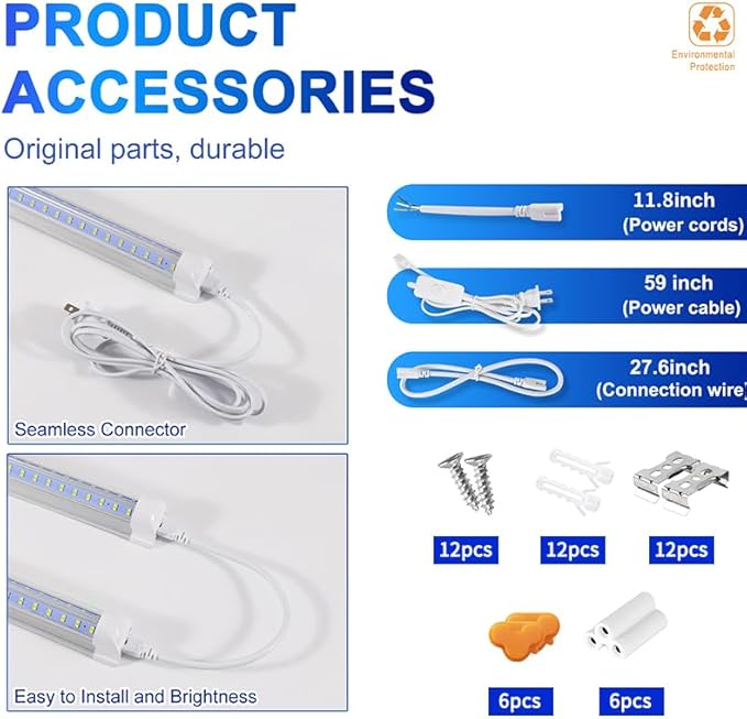 3FT Led Shop Light,3FT Lights 36W 6500K 5000LM Daylight,Led Shop Lights 110V Linkable Clear Cover Integrated V-Shape for Shop Garage Warehouse Workshop Commercial Bay Lighting(6-Pack)