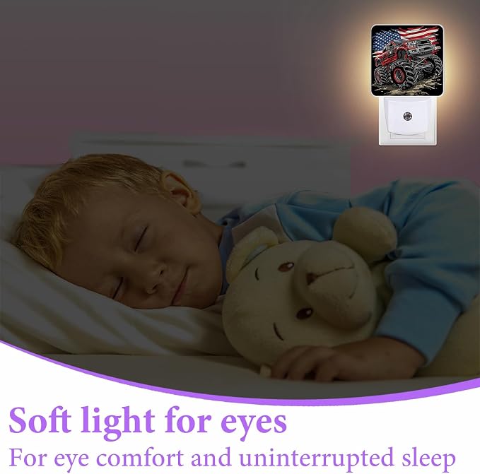 Monster Truck Night Light,Funny Plug-in Night Lights with Dusk-to-Dawn Sensor for Bedroom,Bathroom and Living Room Sleep Friendly lamp 0.5w