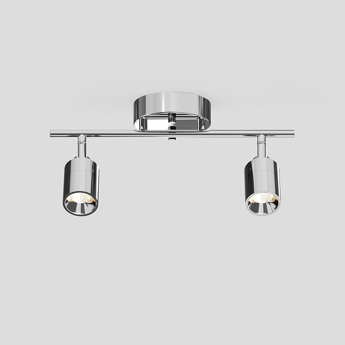 Shura Chrome 2-Light Track Light with Rotatable Heads, Integrated LED Bulbs, 15 in. Track Lighting Kit, 3000k, 1120 Lumens