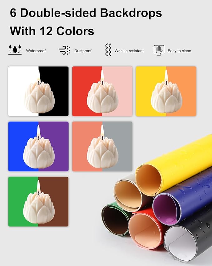 Photo Studio Light Box, PULUZ Mini Folding Lightbox LED Ring Light Portable Photo Box Shooting Tent Box Kit 12 Colors Backdrops USB Light Box Photography for Small Items Product Photography 10"x10"