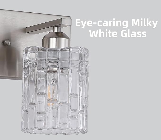2-Light Nickel Crystal Bathroom Vanity Light Fixture Over Mirror, Modern Bathroom Wall Light for Living Room, Bedroom, Hallway