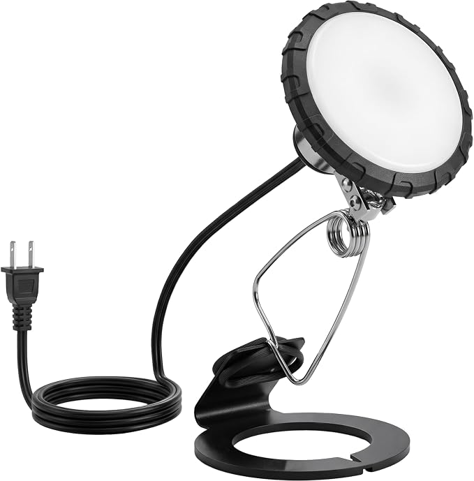 800 Lumen LED Clamp Light with Magnetic Base, 4-in-1 Versatile Portable Work Light, 360° Swivel Heat-Free Clip on Lamp, 5000K Daylight Eye-Care Workbench Light for Garage, Workshop, ETL Listed