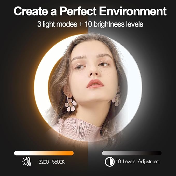 EMART 13" Ring Light with 55" Extendable Tripod Stands and Phone Holder, Dimmable LED Circle Round Light for Selfie Camera Photography/Makeup/YouTube Video/Vlogging/Live Streaming