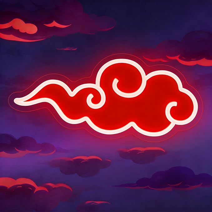 Anime Neon Sign, UV Printed Red Cloud LED Neon Light Signs for Wall Decor | Dimmable Gaming Neon Sign USB Night Neon Light for Bedroom Game Room Man Cave Party, Gifts for Your Son, Boyfriend