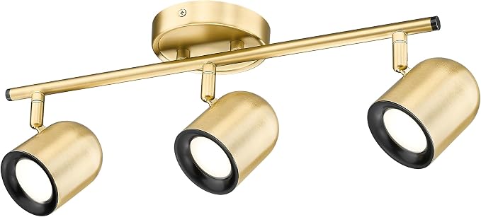 FEMILA LED Track Lighting, 3000K GU10 Bulbs Included | 16.9" brushed gold 3-light track lighting fixtures ceiling for kitchen, dining areas, hallways