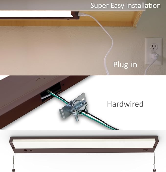 Under Cabinet Lighting Plug in or Hardwired Built-in Dimmer, 12 Inch 6W, 5CCT 2700/3000/3500/4000/5000K, Linkable Counter Lights for Kitchen, ETL Dimmable LED Light Fixture, Bronze