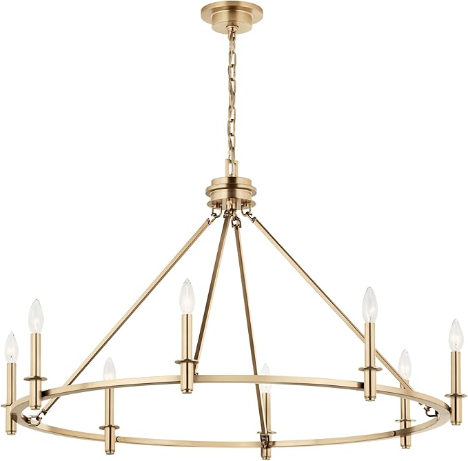 KICHLER Carrick 8-Light Chandelier, Updated Traditional Light in Polished Nickel, Sloped Ceiling Compatible, for Dining Room, Office, Foyer or Bedroom (23.7" x 40.75"), 52706CPZ