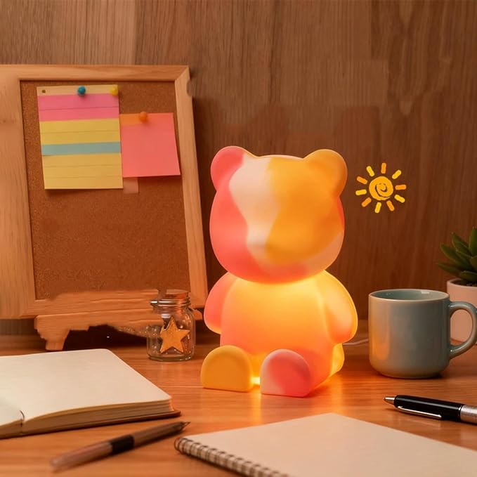 Tap Control Cute Cartoon Silicone USB Rechargeable Night Light, Squeeze Soft Silicone Animal Timing Bedside Sleep Lamp