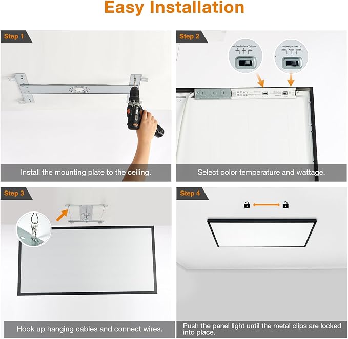24-Pack Black 2x4 LED Surface Mount Panel Light 0-10V Dimmable | 100-277V, 5000K-4000K-3000K & 30W-40W-50W Switchable, with Direct Ceiling Mount Bracket, ETL Listed