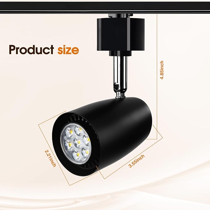 Track Lighting Heads, 7W H Type Track Lights 4000K Neutral White GU10 Base Adapter Track Light Fixture for Kitchen Living Room Art Exhibition, Black 8 Pack