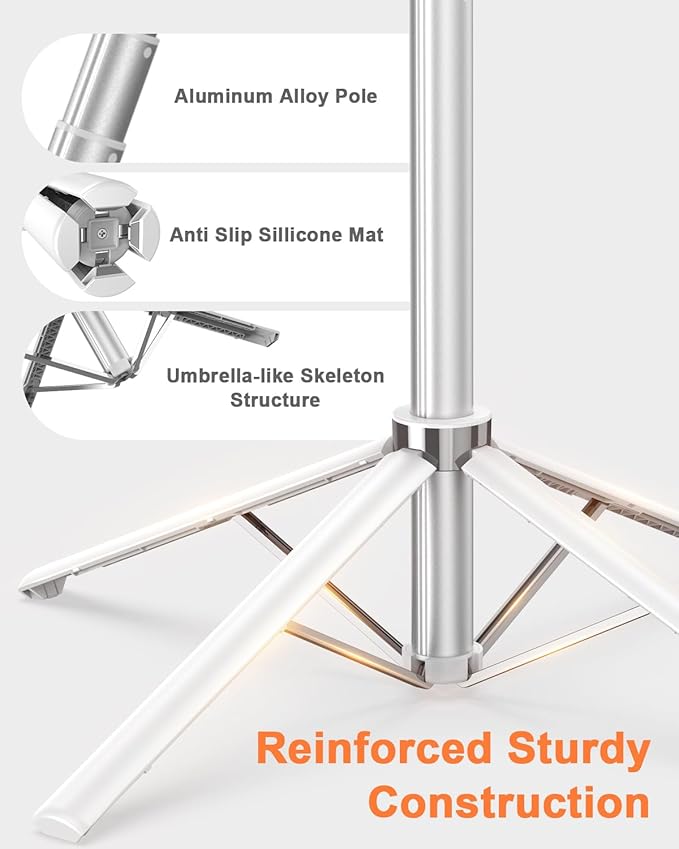Yeaki 71” Auto Face Tracking Tripod for iPhone with Light,360° Rotating Phone Stand with Rechargeable Remote Control for TikTok Vlog, Phone Tripod for Android Camera/GoPro/Ring Light (White)