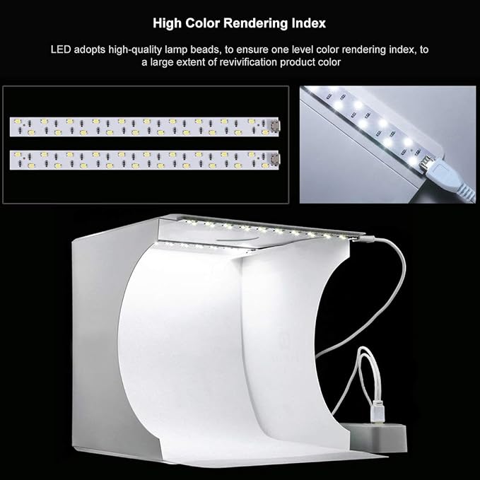 PULUZ Mini Photo Studio Light Box, Portable Folding Photo Shooting Tent with 2 LED Panels and 6 Colors Backdrops,Light Box Photography for Small Size Products