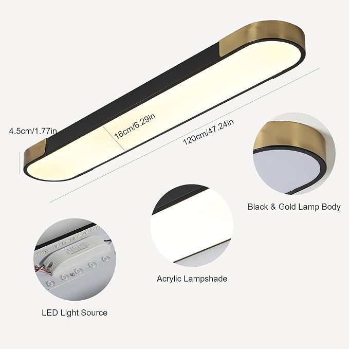 Tioolo Dimmable LED Ceiling Lights Flush Mount Ceiling Light 4FT LED Wraparound Light with Remote Linear Light Fixture for Kitchen Laundry Closet Garage Office Hallway (60W/3000-6500K)