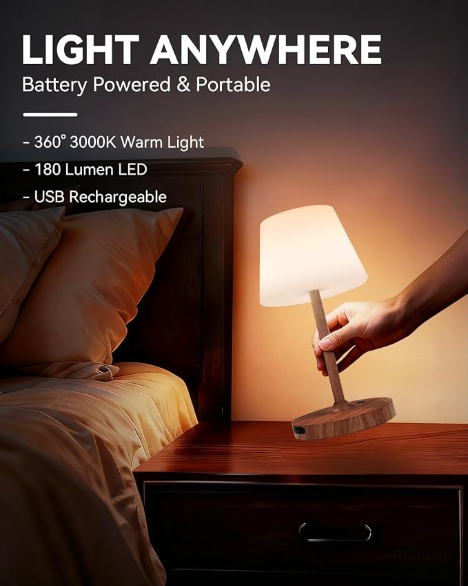 SAIWEYA Outdoor Waterproof Shower Lamp, 5200mAh Rechargeable Bathroom Lamp | IP65 Cordless Shower Light, Touch Dimming, Long-Lasting Battery, Versatile for Patio, Camping, Bathroom, Restaurant & Kitchen