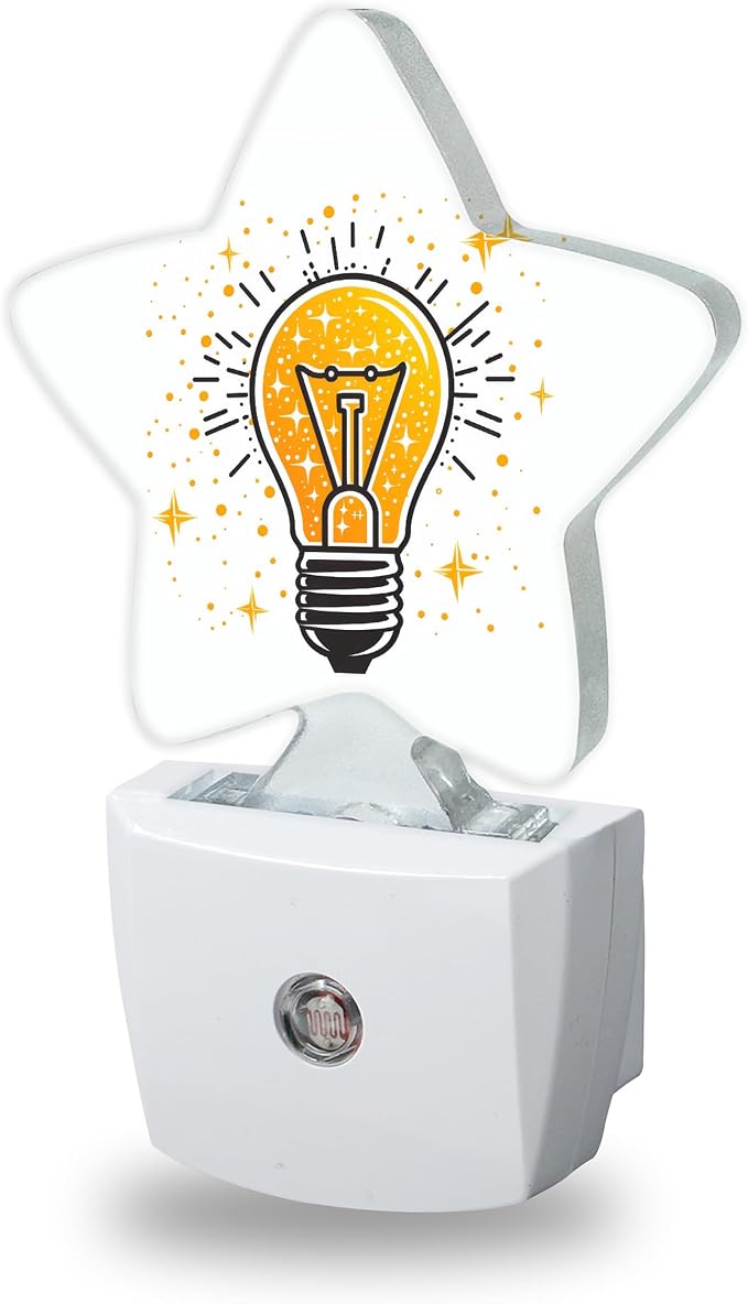 Gold Light Bulb Night Lights Plug Into Wall Decorative,Glitter Sleep Friendly Lamp, Energy Efficient Dusk-to-Dawn Sensor Nightlights for Kid Bedroom Nursery Bathroom