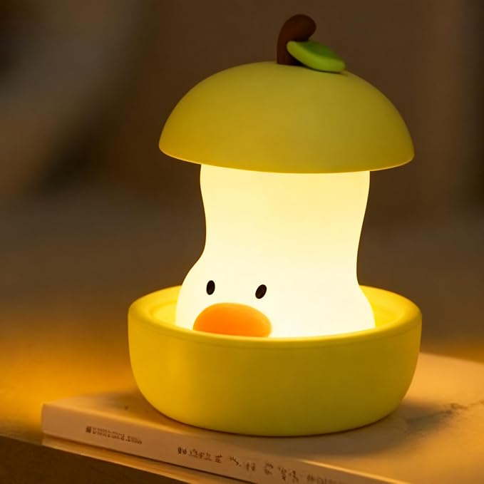 Night Light for Kids, Rechargeable Bedside Touch Lamp, Portable Dimmable Nightlight, Cute Nursery Night Lights, Funny Gifts for Baby, Teens, Adults, Table Decor(Pear Duck Green)