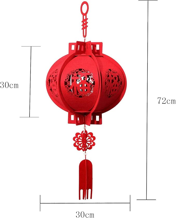 2 Pack Red Chinese Lanterns,Chinese New Year and Celebration Paper Lantern,Chinese Lucky Red Fu 3D Puzzle Lantern,Decor for Chinese New Year,Chinese Spring Festival