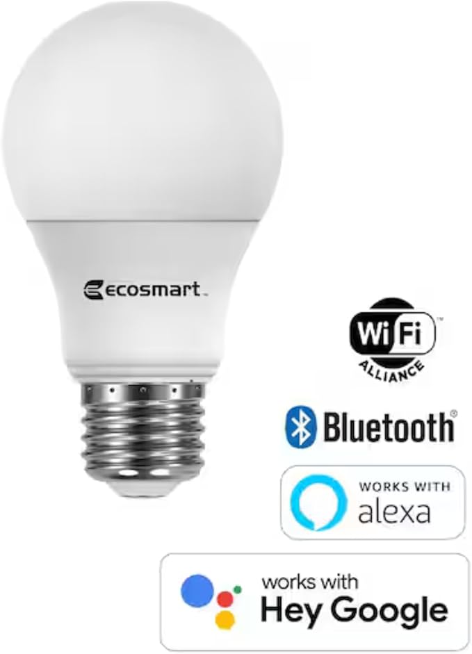 Smart LED Bulb 60W A19, Wi-Fi Dimmable with Adjustable Brightness and Temperature, Compatible with Alexa, Google Home, and Hubspace App (1-Pack)