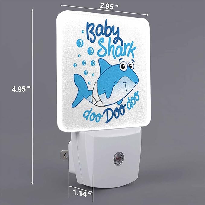 LED Night Light,Cartoon Bubbles Cute Shark LED Night Light Plug into Wall with Dusk to Dawn Light Sensor White Energy Efficient Nightlight for Bedroom Bathroom Hallway Living Room Kitchen