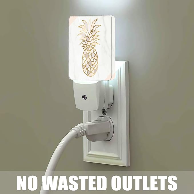 Rose Gold Pineapple Dusk to Dawn Night Light, Auto Sensor Lamp Home Indoor Stairway Kitchen Corridor, Night Lights Plug into Wall Decor, Boys Girls Women Men Room Gifts