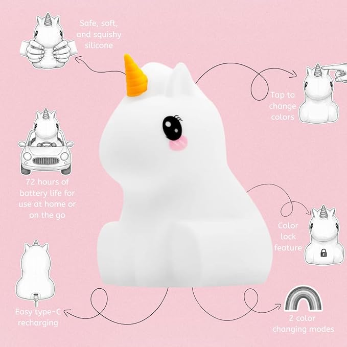 Lumipets, Night Light Kids, Kids Lamp, Kids Night Light, Baby Nightlight, Toddler Nightlight, Cute Unicorn Night Light for Girls, Kids Room, Rechargeable Battery