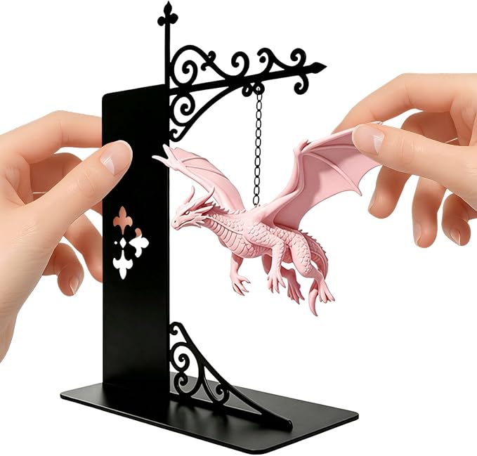 Magical Floating Dragon Bookshelf Lamp, Warm LED Dragon Night Light, Fantasy Reading Nook Decor, Unique Gift for Fantasy Lovers and Book Readers (Pink)