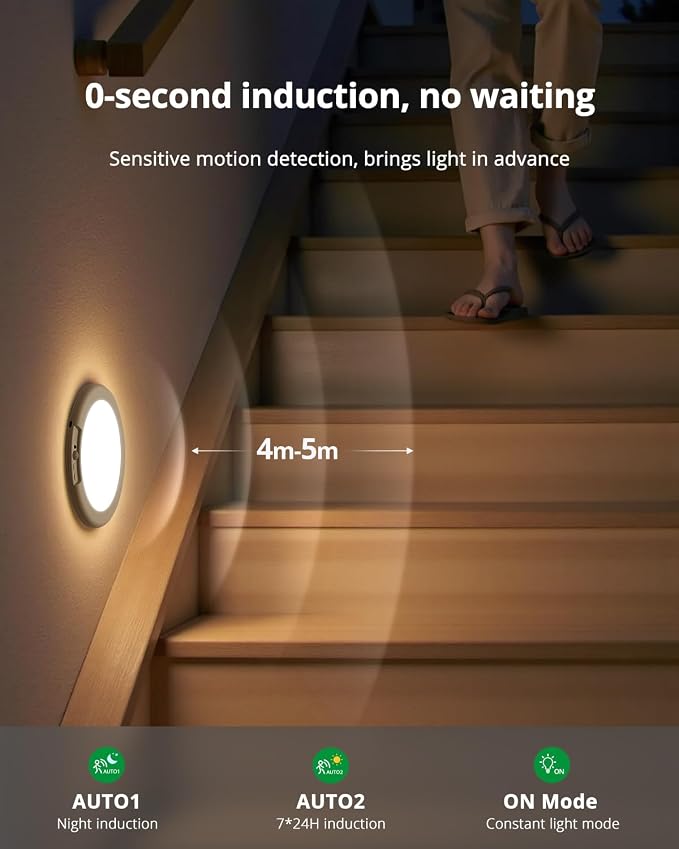 Bojim Rechargeable Motion Sensor Ceiling Lights for Closet Battery Operated | 2 Pack Magnetic Wireless Waterproof Shower Light Dimmable 3CCT No Wiring for Pantry Laundry lámparas recargables para techo
