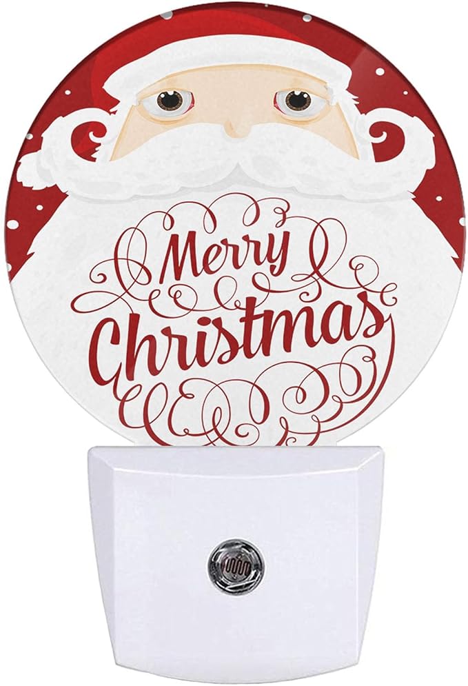Merry Christmas Decorative Night Light Cartoon Santa Claus Long Beard Snowflakes Plug-in Nightlight Energy Saving 0.5W LED Lighting for Boys Girls Men Women