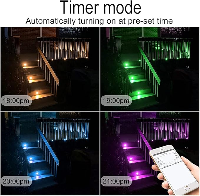 Sumaote LED Deck Lights Kit, 6 pcs 1.22 Inch WiFi Smart Phone Control Recessed RGBW Deck Lighting Outdoor Waterproof Low Voltage Landscape Lighting for Floor Stairs Steps Path Patio Decor, Black