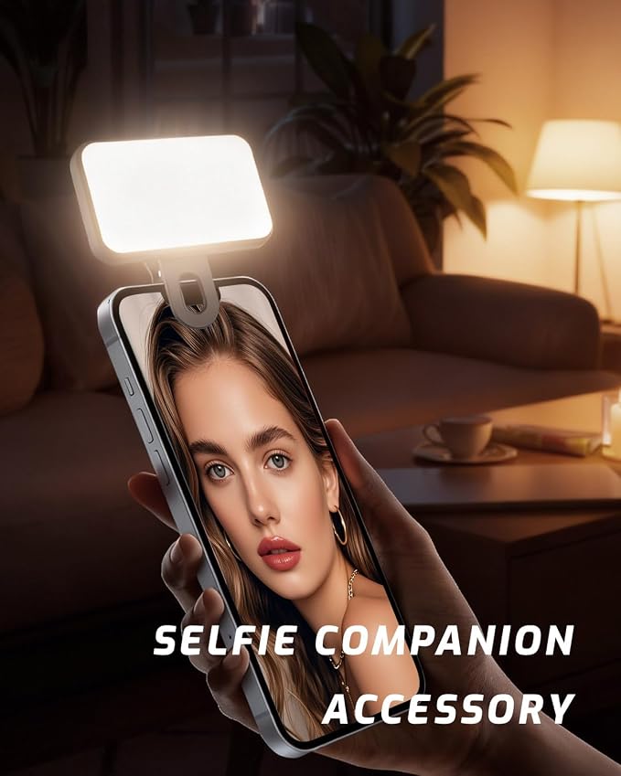 Portable Selfie Light for iPhone: Rechargeable Phone Fill Lights, Ring Light for Camera Picture, Makeup Photo, Video Conferences, Laptop Use, Zoom Meetings, TikTok, Vlog Photography
