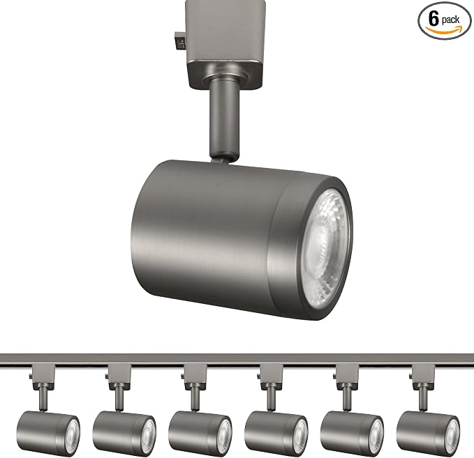 WAC Lighting Charge 8010 LED Adjustable Track Head 5-CCT Selectable 9W 865 Lumens Fully Dimmable in Brushed Nickel for H-Style 3 Wire Track (Pack of 6)