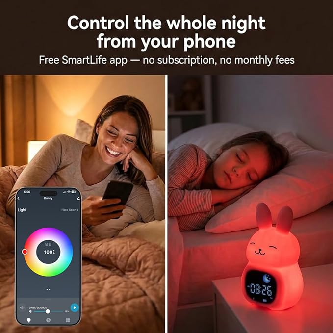 Bumble & Bright Kids Sleep Trainer with App Control - OK to Wake Clock for Kids Ages 4+, Color-Changing Night Light, Alarm & Sound Machine, Simple 1-Routine Setup, Free App, USB-C