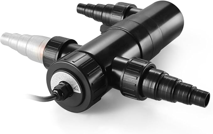 Flexzion Pond UV Lights for Outdoor Ponds - 18W Medium Light, 5283-Gal Capacity, 2500L/H UV Pond Clarifier for Outdoor Ponds, Clears Water in Days (CUV-118) | 18W Uv Light for Pond Clarifier, 2500L/H Flow