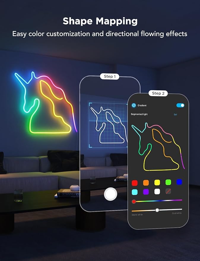 Govee RGBIC Neon Rope Light Plastic and Metal Mounting Brackets for Neon Lights 2 H61D3 & H61D5 & H61D6, RGBIC Rope Light Clips, WiFi Neon Lights Holders 20pcs, (Not Support H61A0 & H61A2), White