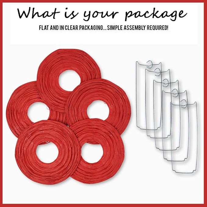 Red Paper lanterns Valentine's Day Party Decorations 12 inch for Birthday Wedding Baby Bridal Shower Home Decor Party Decoration (Set of 5, Red)