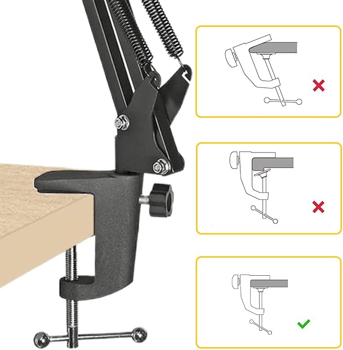 Replacement Aluminum Alloy Universal Bracket Adjustable C-Clamp Desk Light Mounting Bracket Cantilever Bracket for Microphone Arm and Desktop Table Lamp