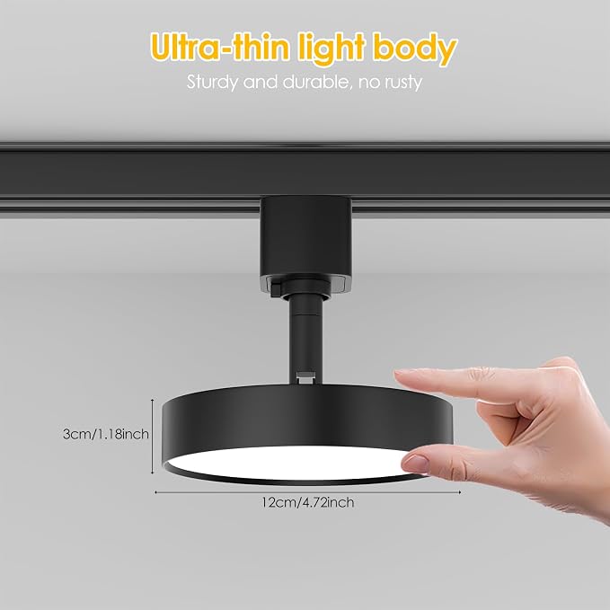 Diffuse LED Track Lighting Heads H Type, 12 Pack Black | Dimmable Track Light Heads, Kitchen Ceiling Fixtures Compatible with H Track Rails, Flicker Free CRI90+ 3000K 12W 1000lm