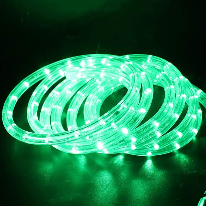 2-Wire Waterproof LED Rope Light Kit, 1/2" Rope Light, 110V-120V PVC 30 LED/M Tube Lights Strip for Background, Outdoor, Christmas, Home Decoration (3.3ft/1m, Green)