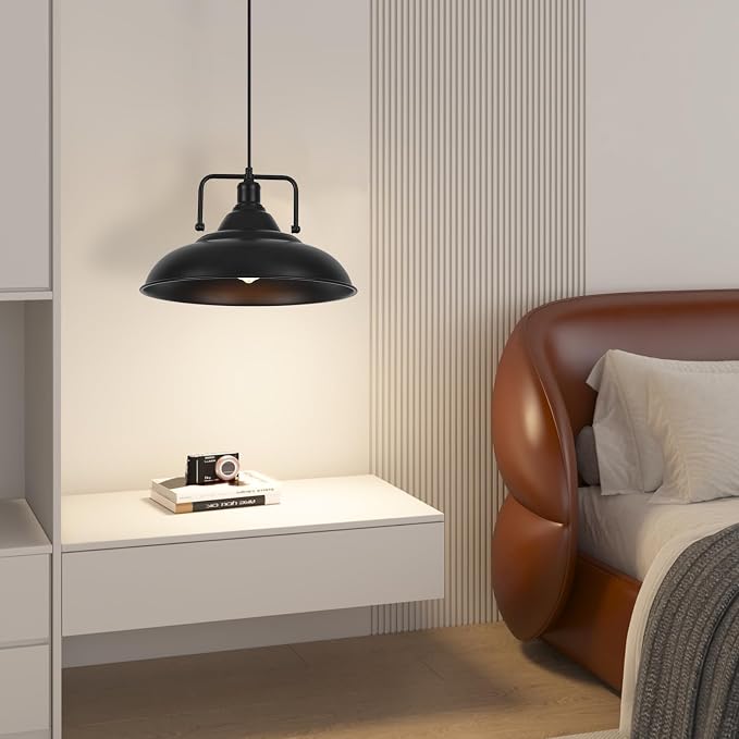 Black Pendant Light, Large Pendant Light 15.7" 3 Packs, Farmhouse Pendant Light, Modern Pendant Lights, Kitchen Pendant Lights, Pendant Lights Kitchen Island for Kitchen, Living Room, Bedroom