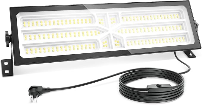 Linkable LED Shop Light (Built-in Outlet) - 100W 15000LM Aluminum Plug in Garage Light w/ 9.84ft Power Cord and On/Off Switch, 6000K Shop Lights for Garage, Workshop (1 Pack)